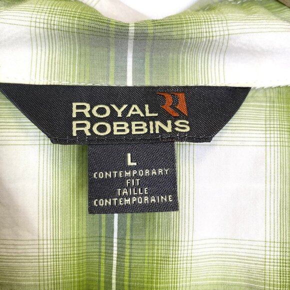Royal Robbins Shirt Mens Large Green Plaid Check Short Sleeve Outdoor Gorpcore - Picture 3 of 5